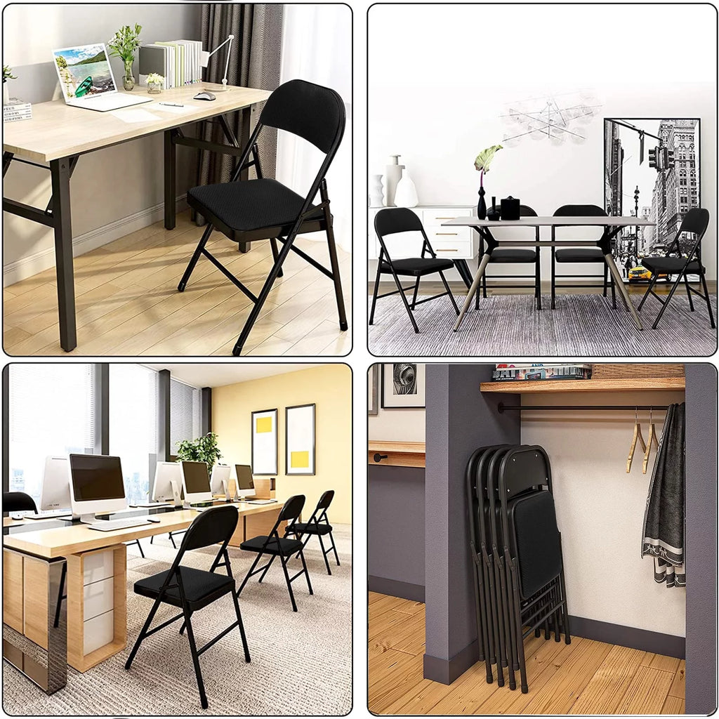 Black Fabric Padded Folding Chair 6 Pack D744