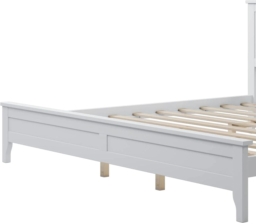 White King Size Solid Wood Platform Bed S47657
