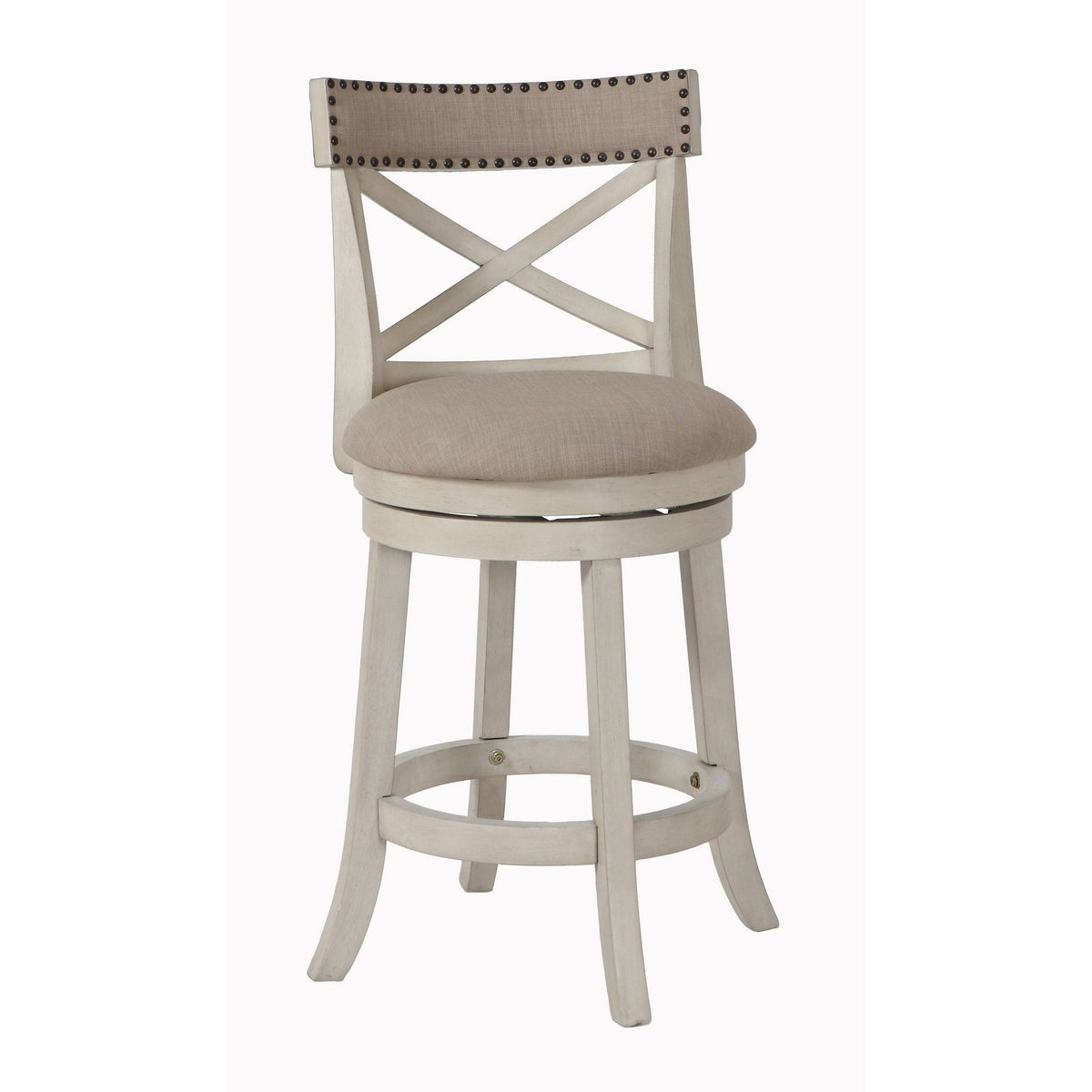 Antique White 24-Inch Counter Stool with Fabric Seat O314961