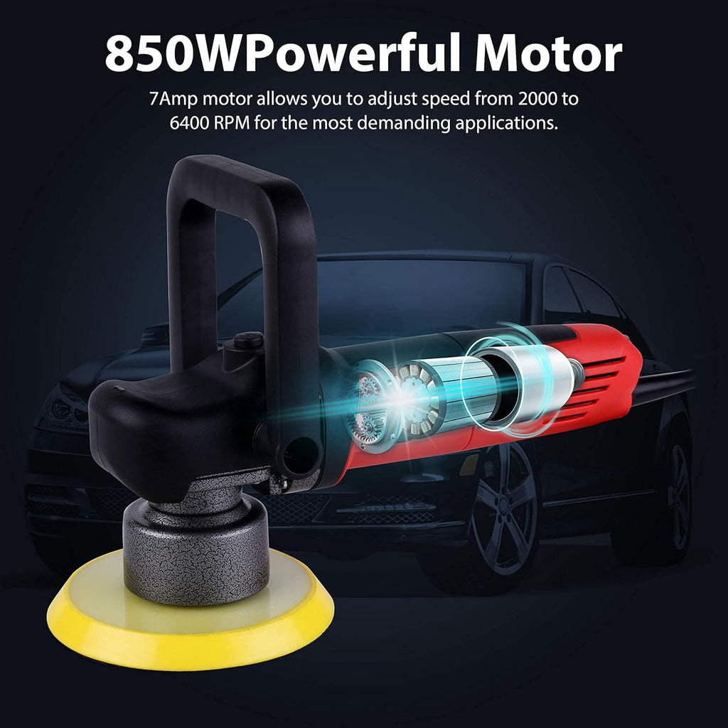 3-Inch Dual Action Car Polisher with 4 Foam and 1 Wool Pads L21328