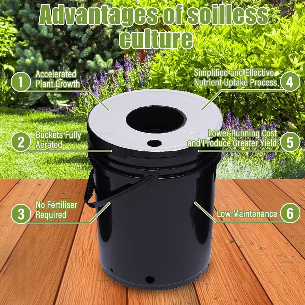 7 Bucket 5 Gallon Hydroponic Growing Kit with Pump K85837