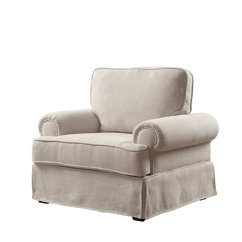 Dark Grey Linen Fabric Accent Chair F39095