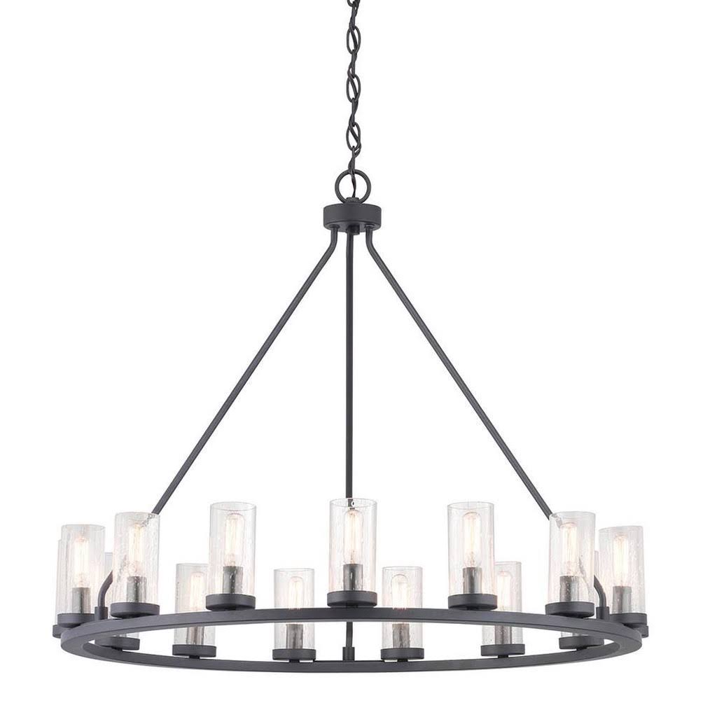 15-Light Graphite Chandelier with Clear Seeded Glass J789698