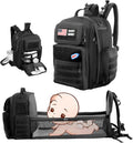 Black Expandable Military Diaper Bag Backpack with Changing Pad K591