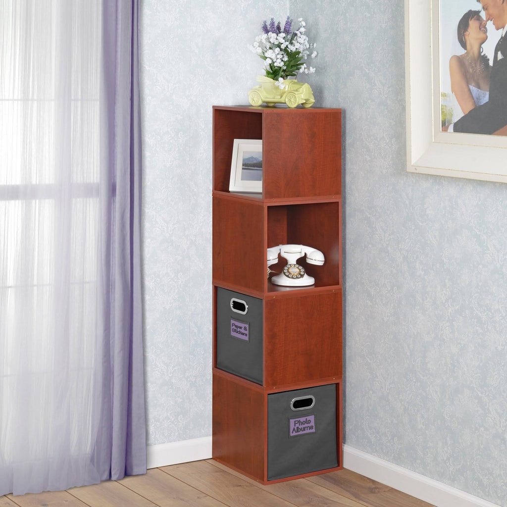 White Wood Grain 4 Cube Storage Set S58883