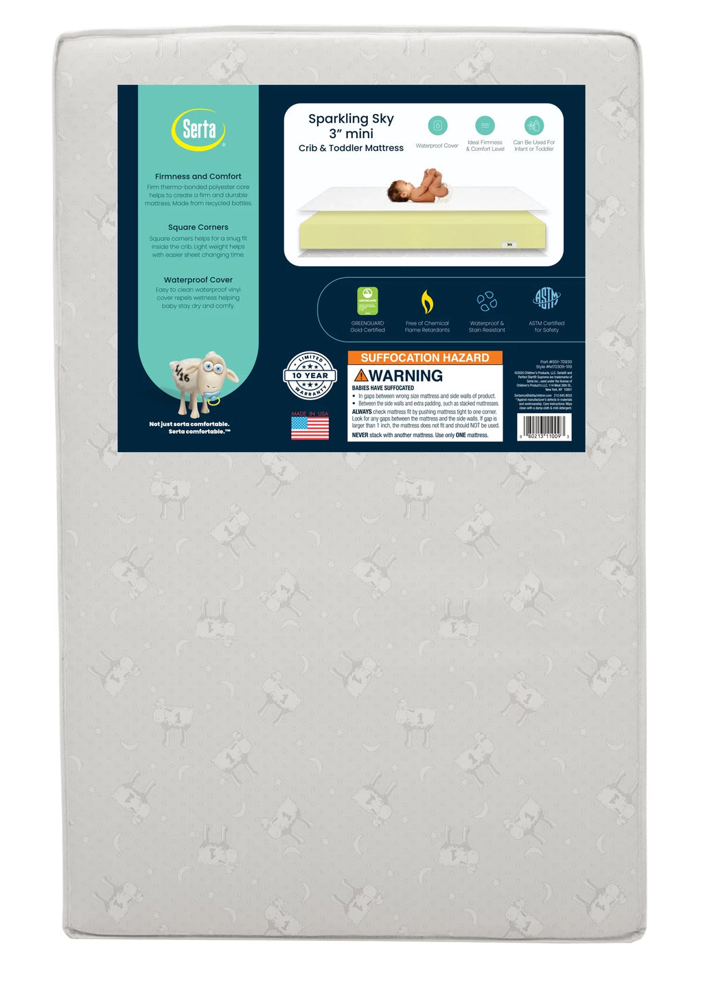 Mini Portable Dual Sided Crib & Toddler Mattress Q25894