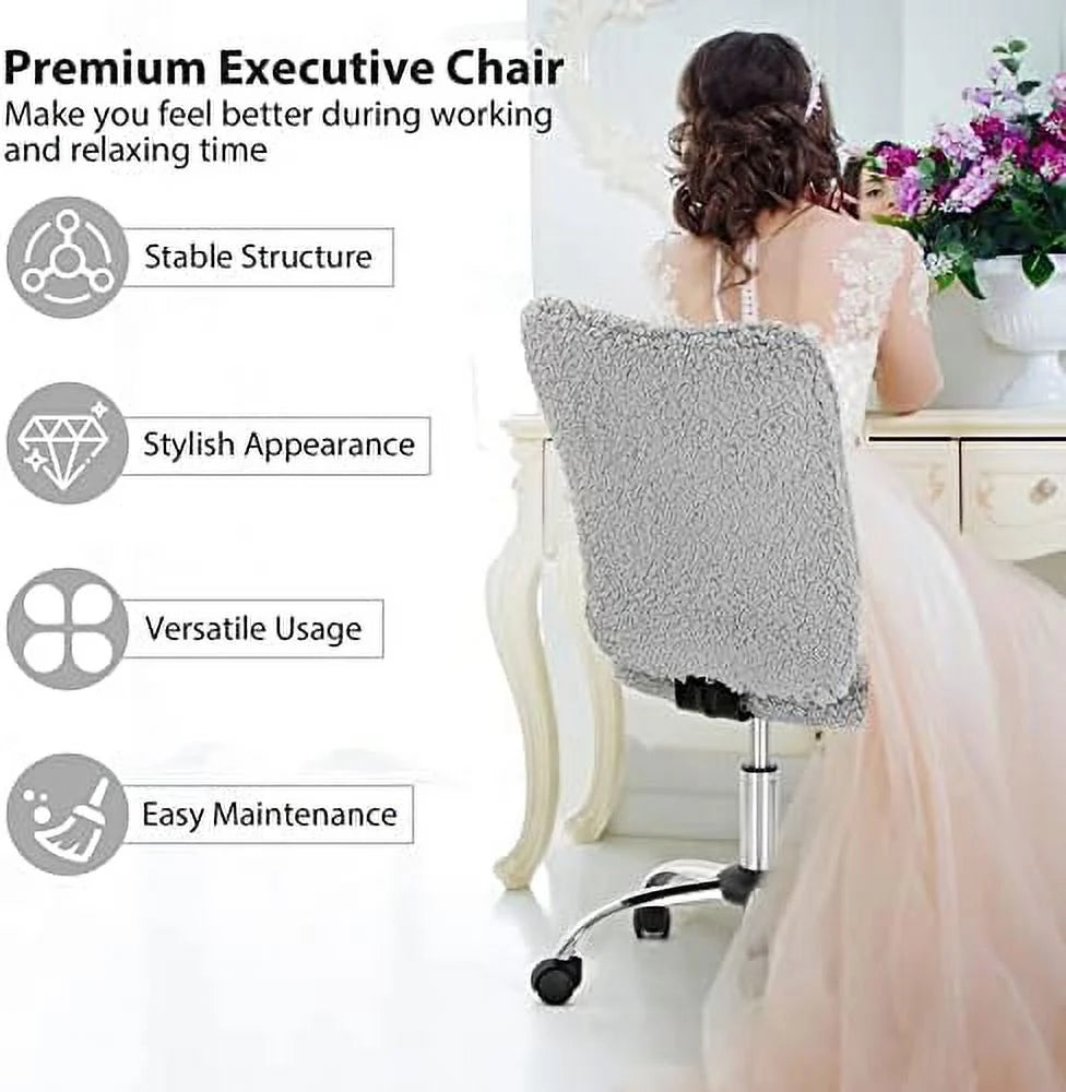 Grey Faux Armless Height Adjustable Swivel Office Chair R254656