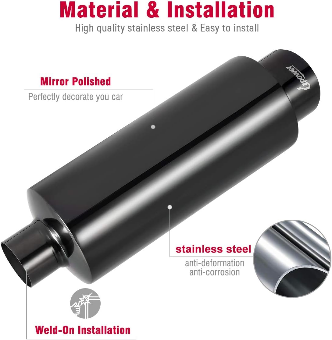 Polished Stainless Steel Black Coated Exhaust Tip Muffler Pack of 2 T125780