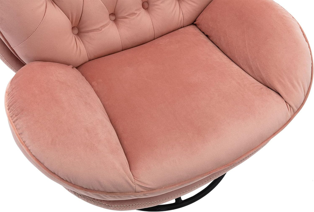 Swivel Velvet Lounge Chair with Ottoman and Metal Frame W20401