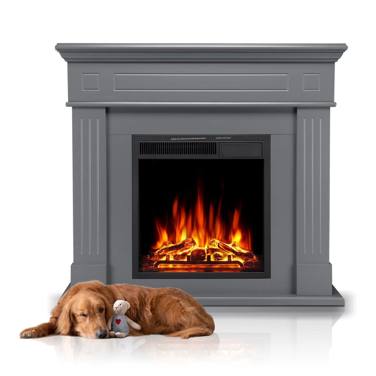 Wooden Frame Electric Fireplace with TV Stand Q198