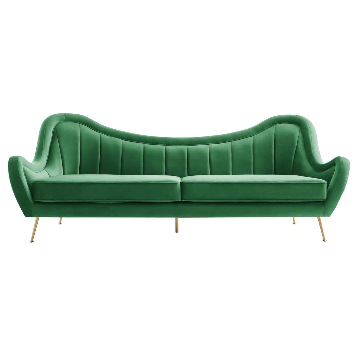 Velvet and Stainless Steel Sofa in Emerald Green Q266