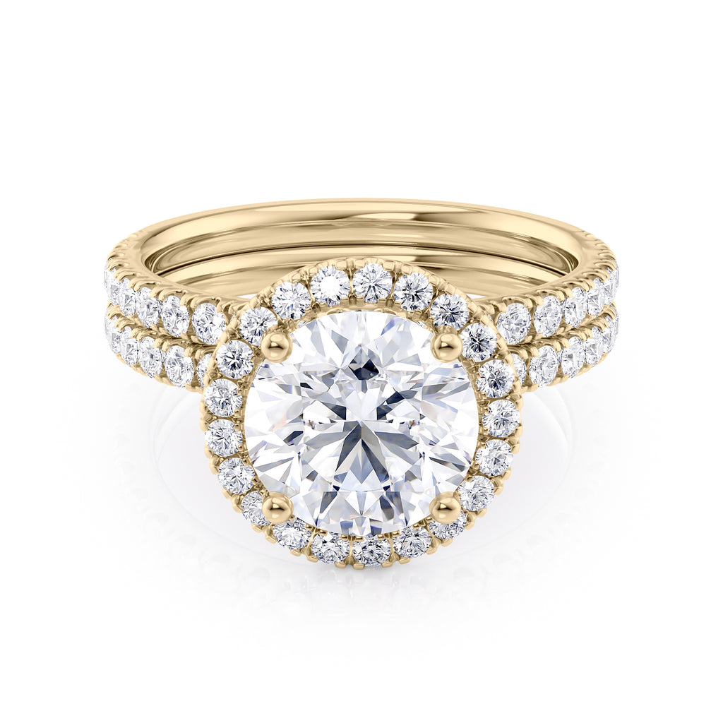 14k Yellow Gold Diamond and Moissanite Halo Engagement Ring Size 7.5 U5209