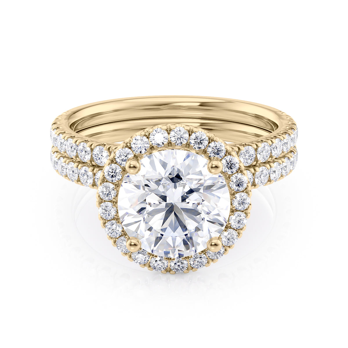 14k Yellow Gold Diamond and Moissanite Halo Engagement Ring Size 7.5 U5209