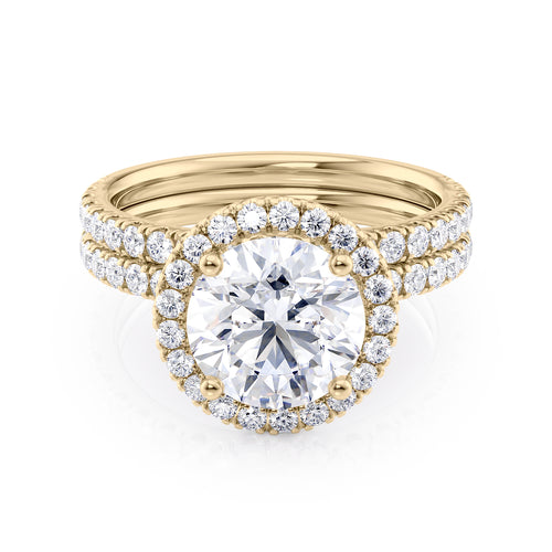 14k Yellow Gold Diamond and Moissanite Halo Engagement Ring Size 7.5 U5209
