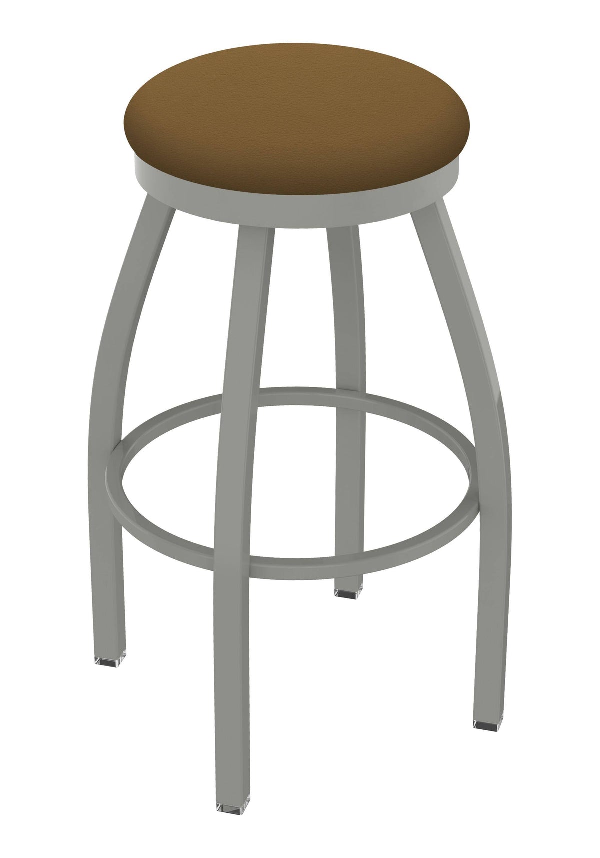 Swivel Bar Stool with Anodized Nickel Finish and Saddle Seat R83600