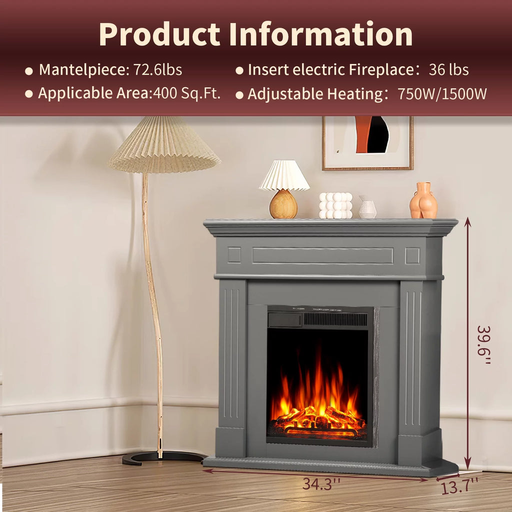 Wooden Frame Electric Fireplace with TV Stand Q198