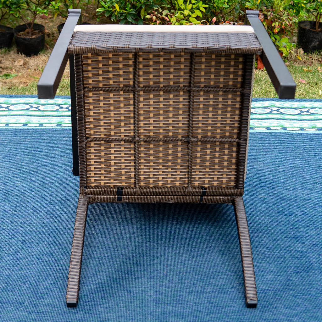 7-Piece Outdoor Patio Dining Set with 6 Rattan Cushioned Armchairs & 1 Rectangle Table H1154