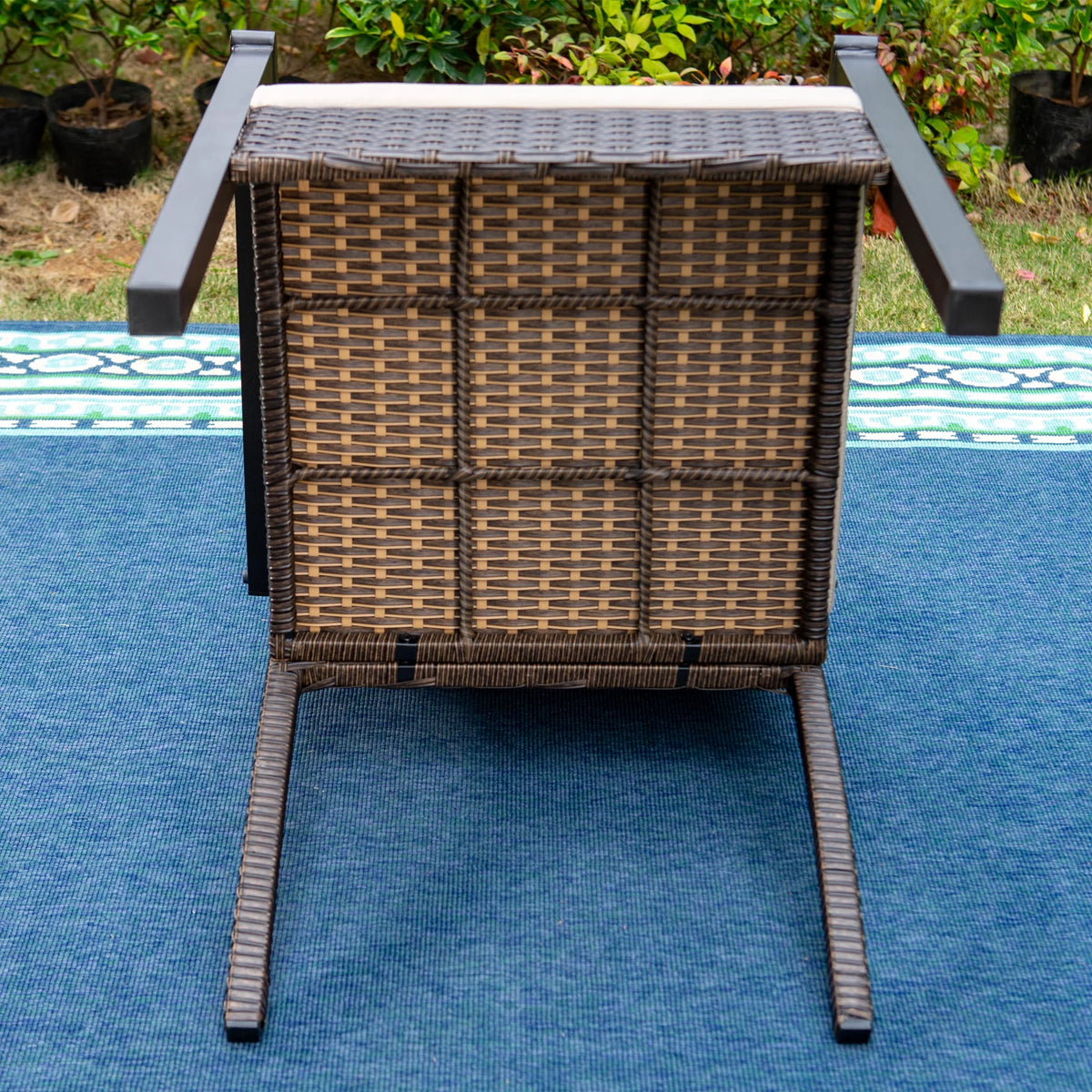 7-Piece Outdoor Patio Dining Set with 6 Rattan Cushioned Armchairs & 1 Rectangle Table H1154