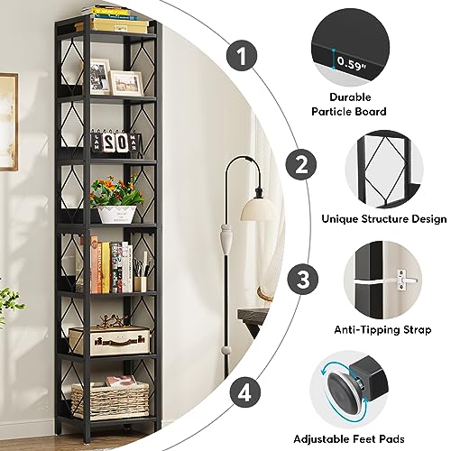 78.7 Inch Extra Tall Narrow 7 Tier Bookshelf M638661