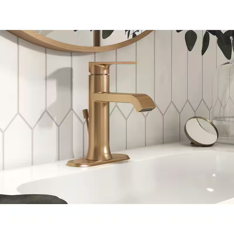 Single Handle Single Hole Bathroom Faucet in Bronzed Gold J52206