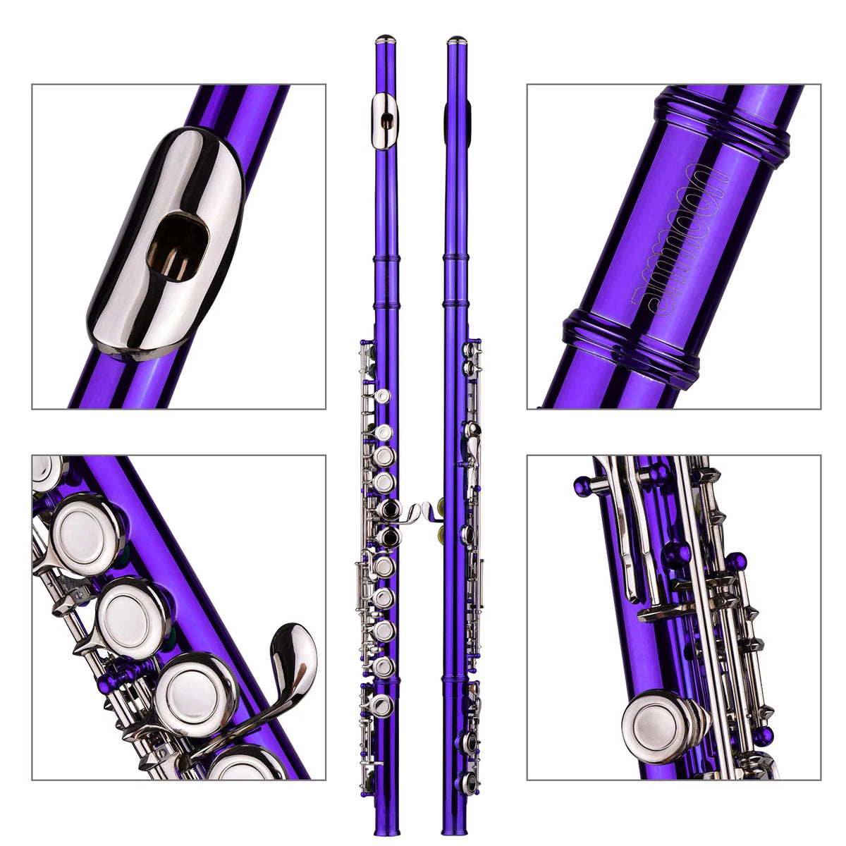 16 Keys Cupronickel Nickel-plated Closed Hole C Flute with Carry Case Q83034