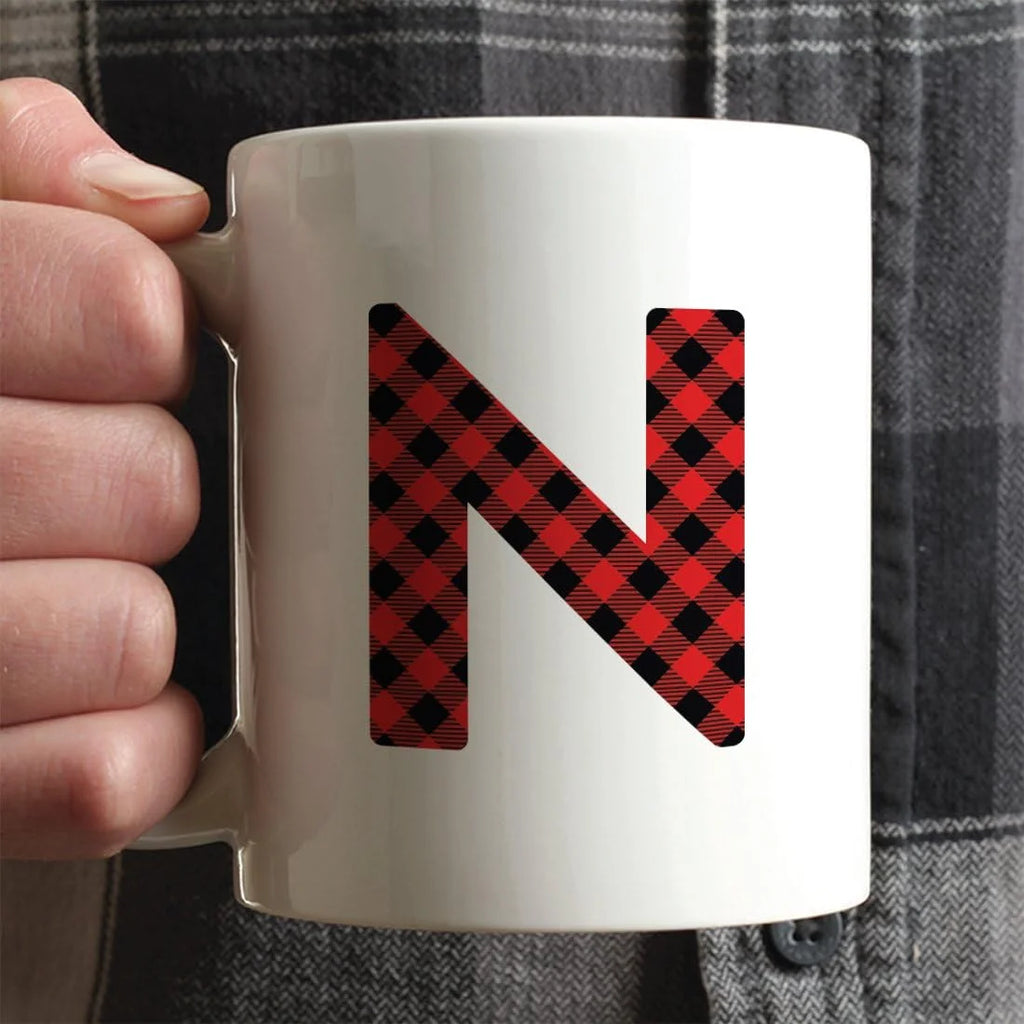 Hot Chocolate Coffee Mug Gift, Red Plaid Initial Letter, 1-Pack, Includes Gift Box W990587