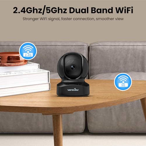 Security Camera Indoor, 360 Degree WiFi, 2 Way Audio Night Vision, Black, 3MP L277