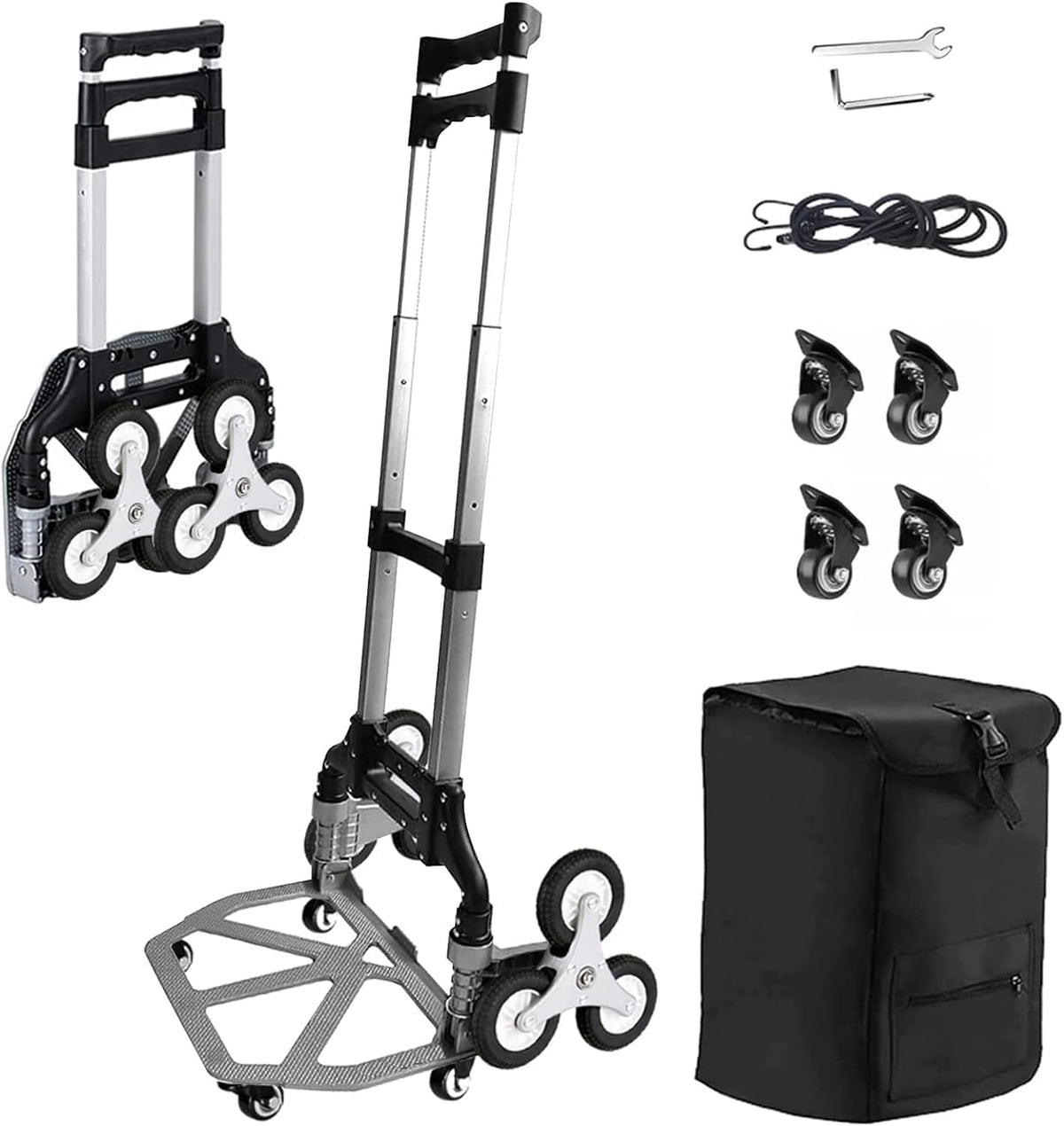 Aluminum Folding Hand Truck with Telescoping Handle and Rubber Wheels F848729