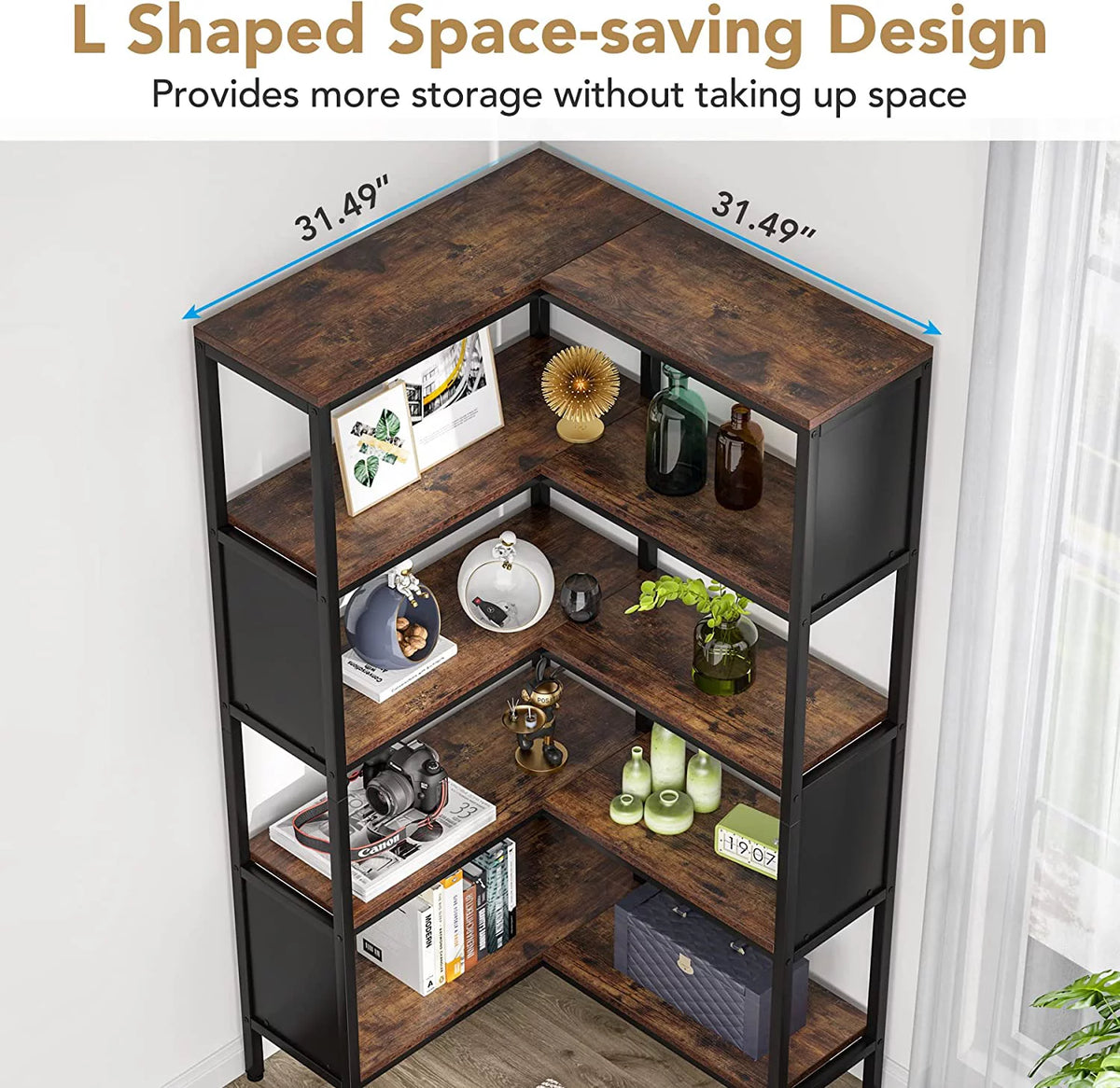 5-Tier L-Shaped Corner Bookshelf F295