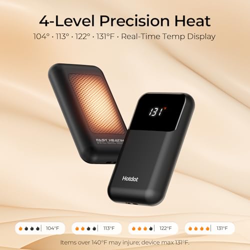 Rechargeable Electric Hand Warmers with Heat Levels and Display V3392