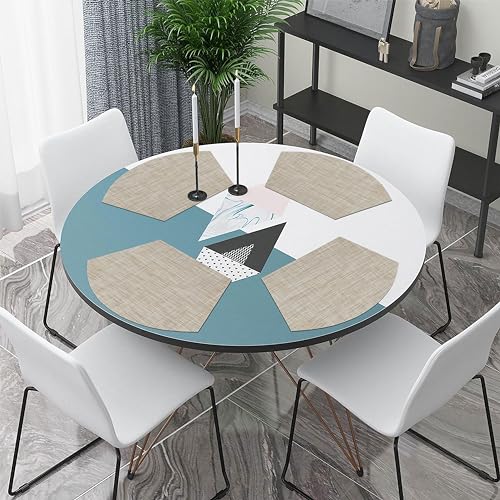Round Table Placemats Set of 4 Non Slip Heat Resistant Woven Vinyl Metallic Golden Table Mats I2184
