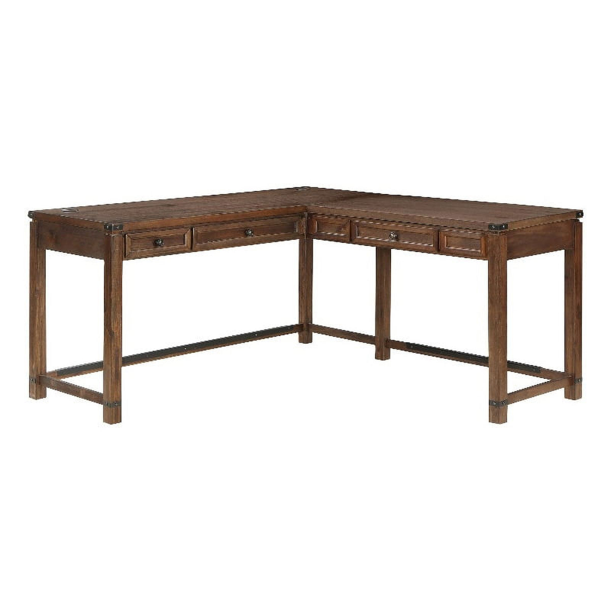 Brushed Walnut Engineered Wood Sit-to-Stand L-Desk Y525765