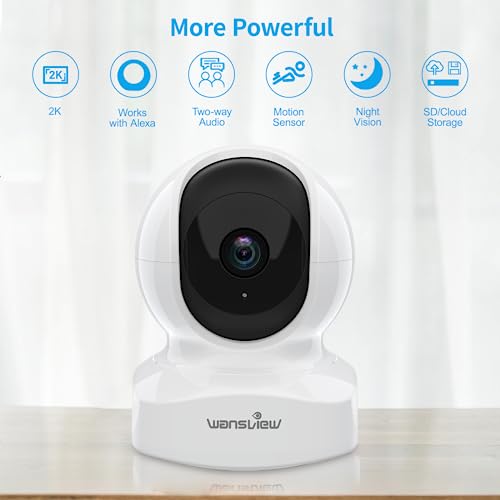 Security Camera Indoor, 360 Degree WiFi, 2 Way Audio Night Vision, Black, 3MP L277