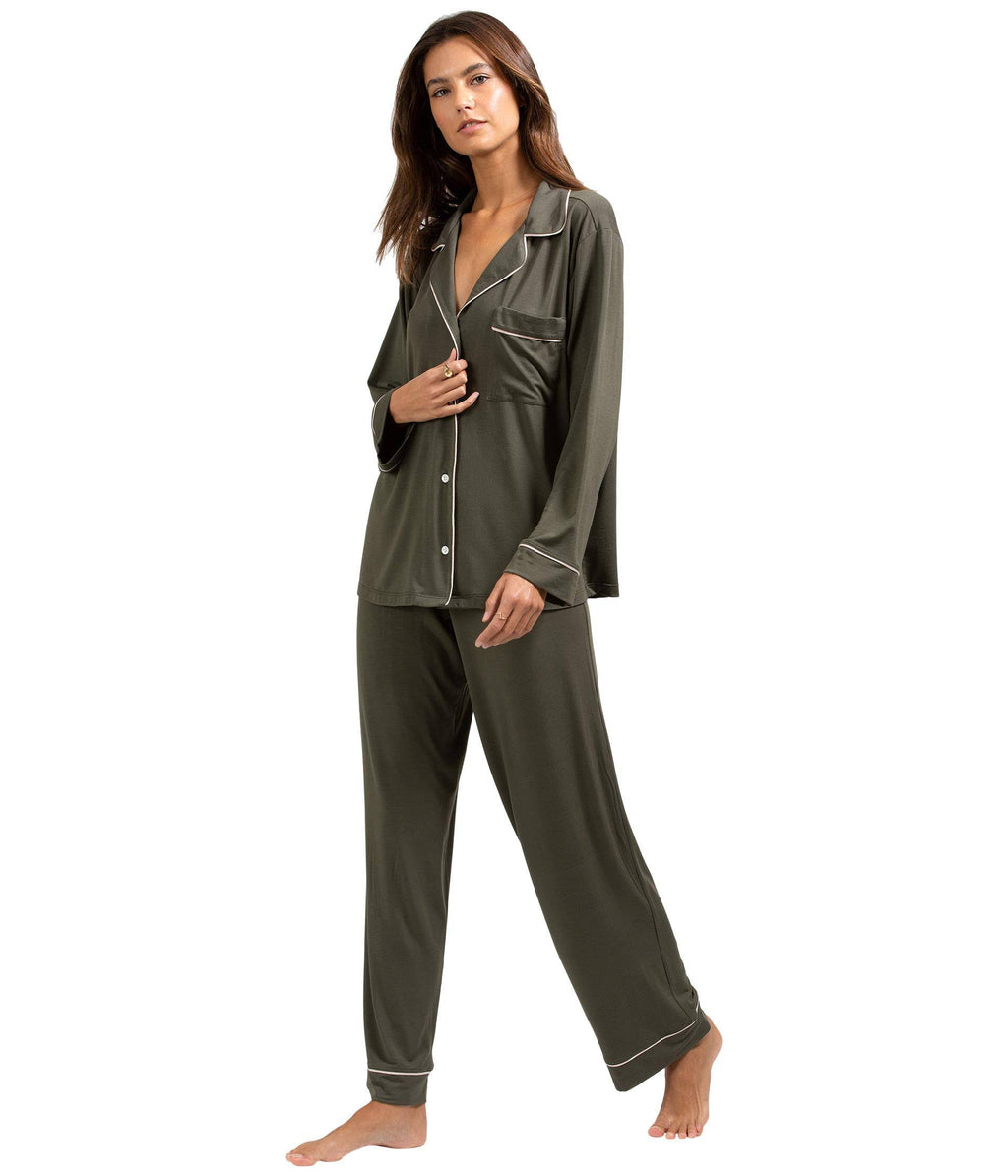 Avocado/Antique Rose Long PJ Set R84036