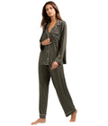 Avocado/Antique Rose Long PJ Set R84036