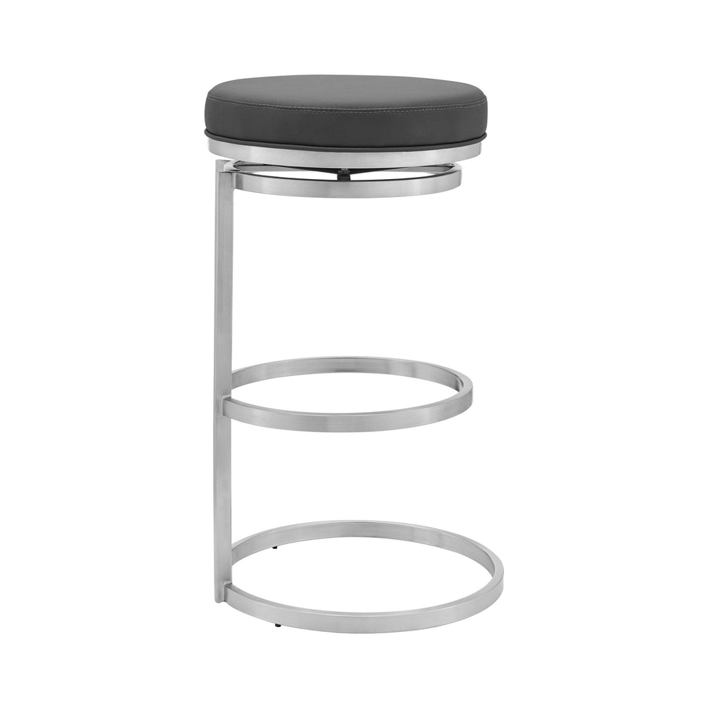 Gray Faux Leather Swivel Bar Stool G638