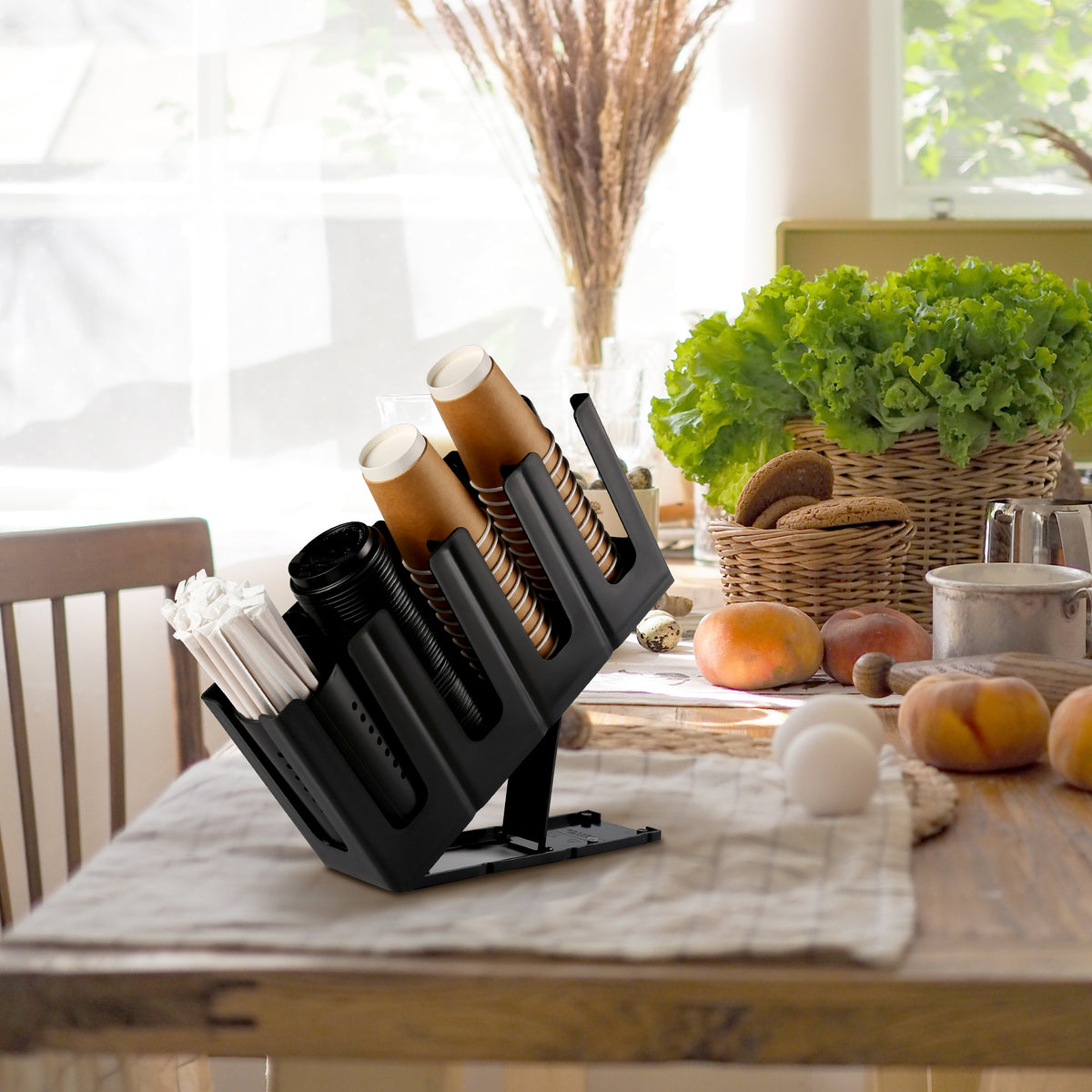 Paper Cup and Lid Holder with Straw Organizer T348876