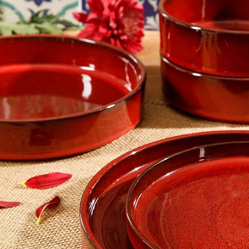 Amber Terracotta Reactive Glaze Dinnerware Set, Service for Four (16pcs) Y2090