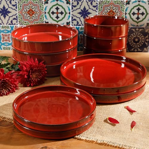 Amber Terracotta Reactive Glaze Dinnerware Set, Service for Four (16pcs) Y2090