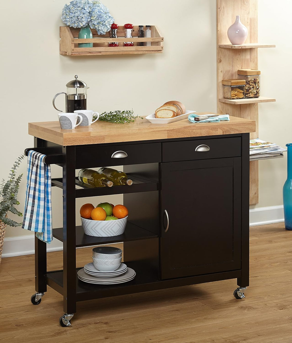 Wenge/Natural Storage Kitchen Cart X81942