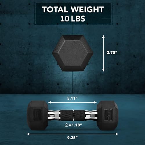 Chrome Rubber Grip Encased Hex Dumbbells 10-30 LBS Pair Y32913