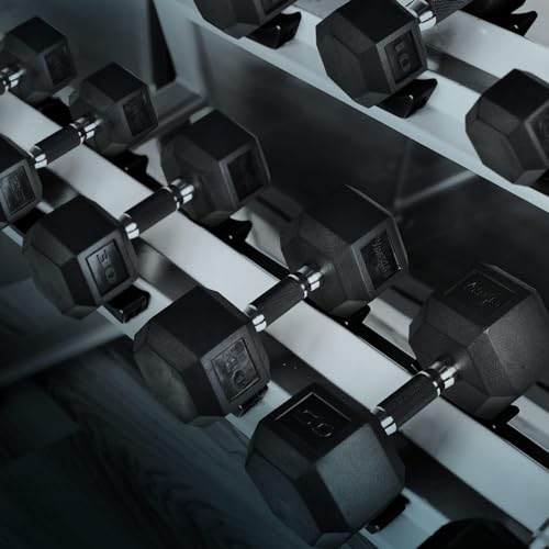 Chrome Rubber Grip Encased Hex Dumbbells 10-30 LBS Pair Y32913