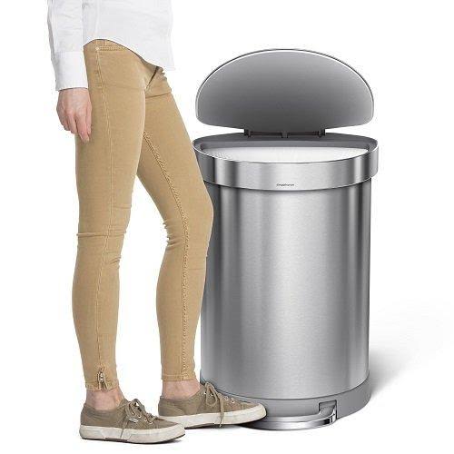 Semi-Round Lift-Off Lid 15.9 gal Stainless Steel Trash Can J5505