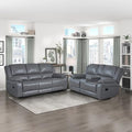 Black Faux Leather Recliner Sofa Set with Console and Cup Holders F273524