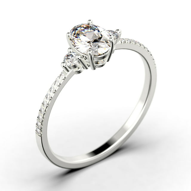 14K White Gold 3 Stone Diamond Ring Z836475