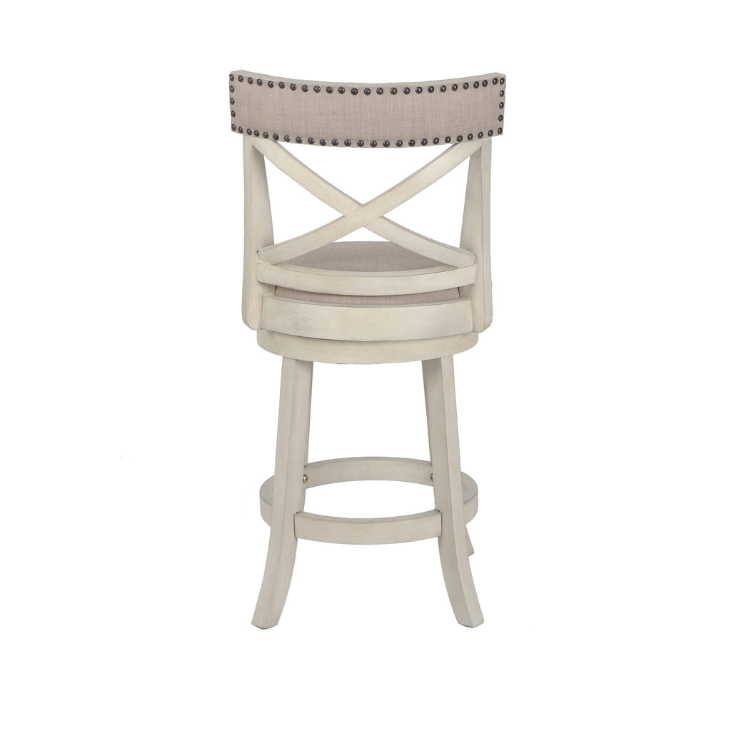 Antique White 24-Inch Counter Stool with Fabric Seat O314961