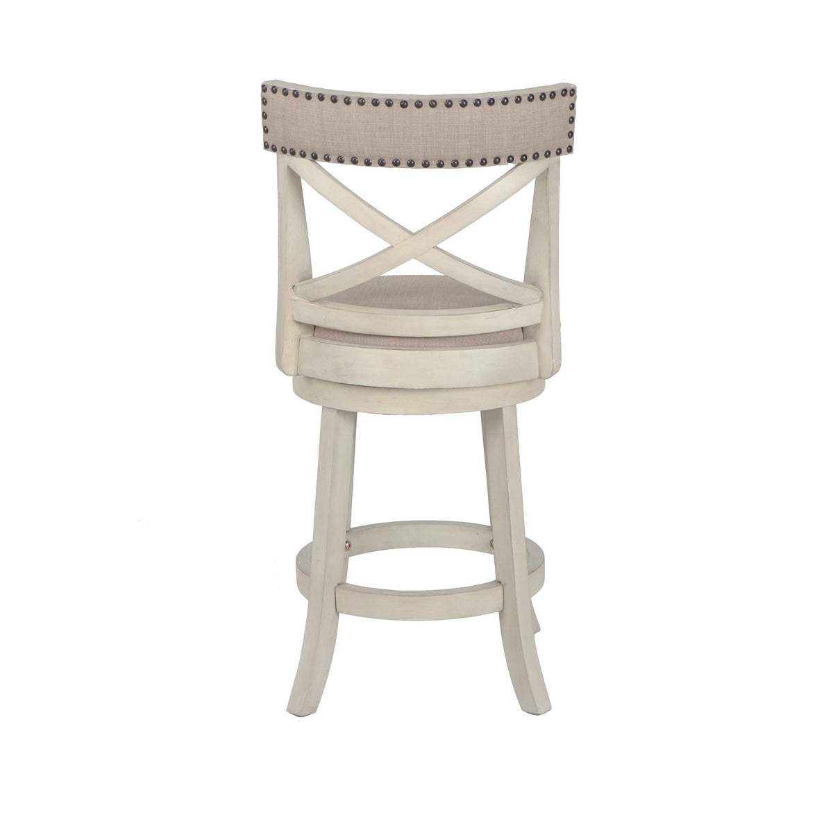 Antique White 24-Inch Counter Stool with Fabric Seat O314961