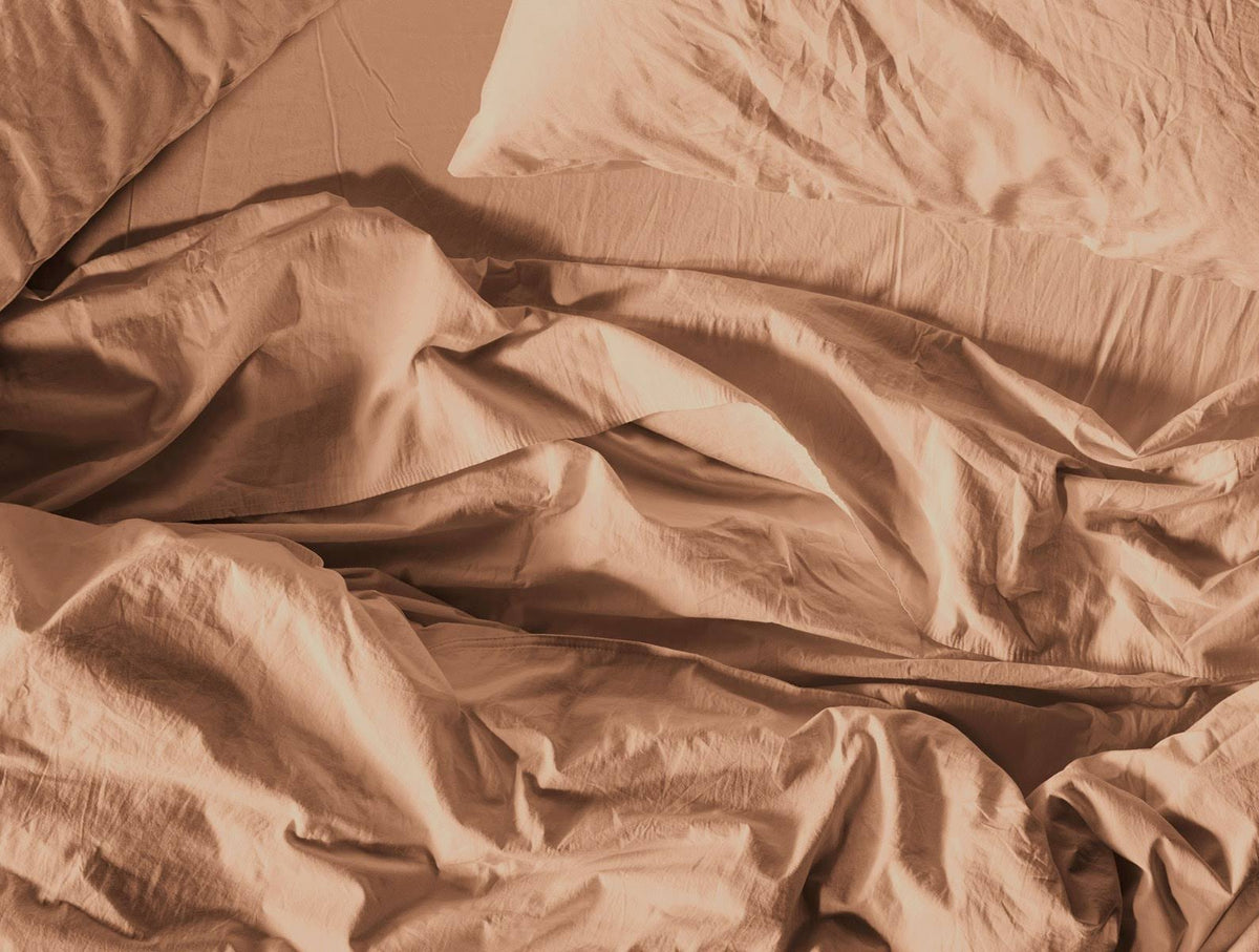 Organic Crinkled Percale Fitted Sheet Twin Steel Blue I368