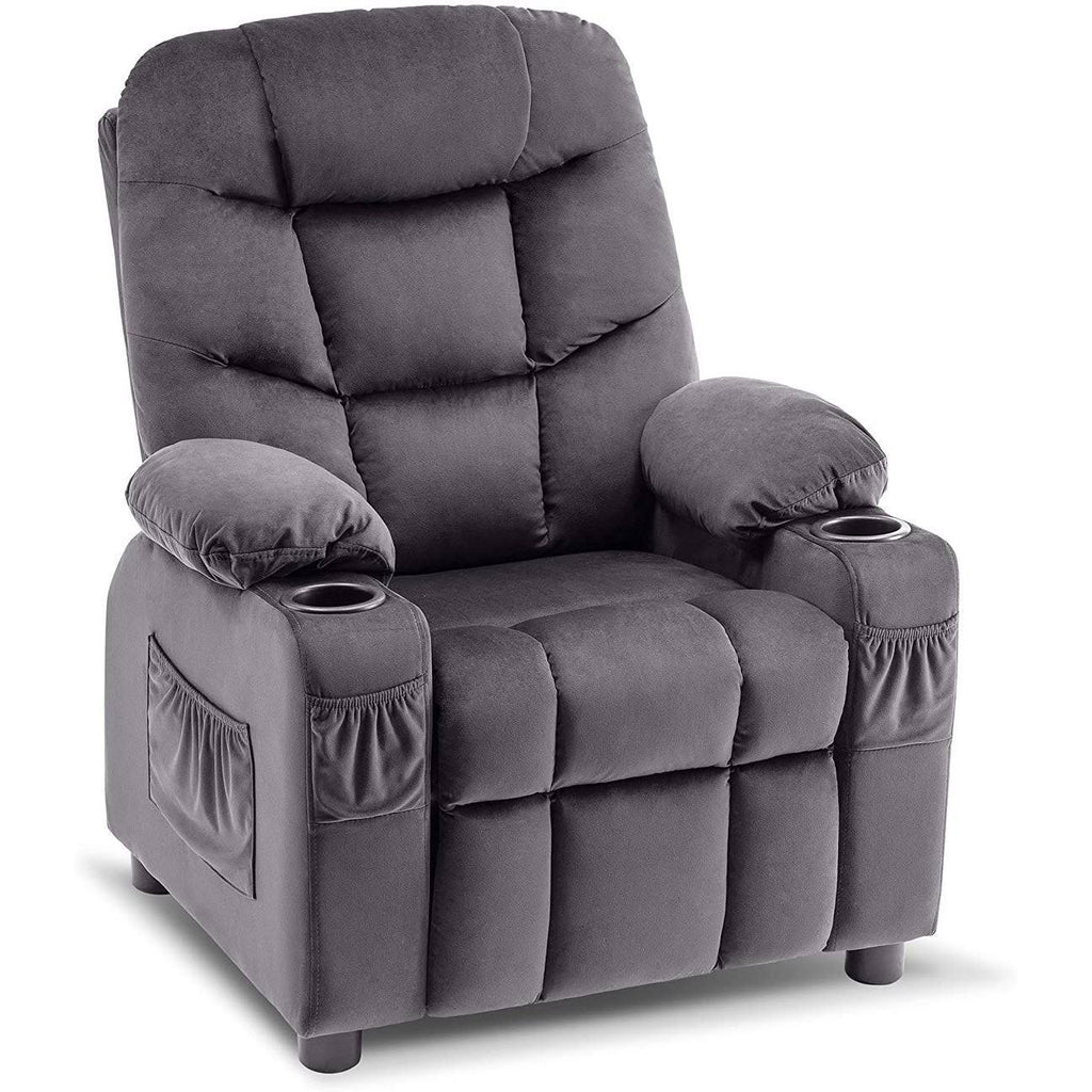 Velvet Recliner Chair with Cup Holders T958151