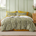 Sage Green Floral Queen Size Comforter Set D586